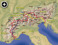 Michele's map of her journey from the summer of 2011 with a hike between Monaco and Slovenia.